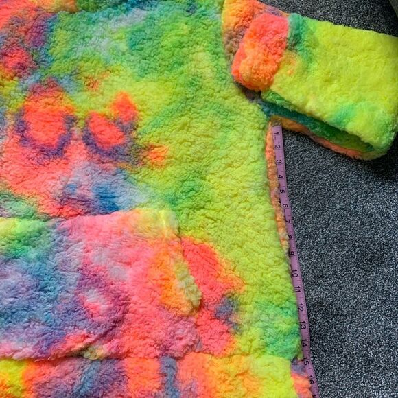 NEW! PLUS Size Multi Color Tie Dye Sherpa Hoodie - Picture 6 of 7